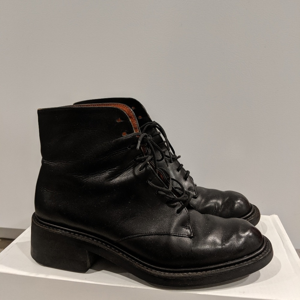 Robert Clergerie black combat laced boots